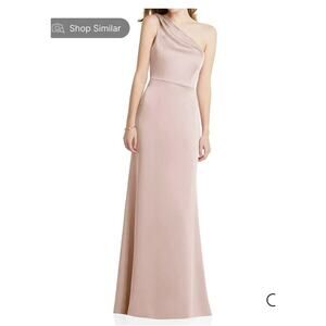 Lovely Shirred One-Shoulder Satin Trumpet Dress Size 14